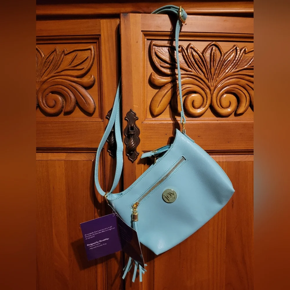 NWT Light Teal Blue RFID Crossbody Bag Joy Mangano - Picture 1 of 6